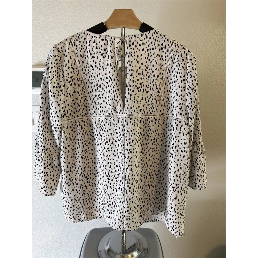 Kaari Women's Flounce Blouse Polka Dot Multicolor Size Medium - Picture 2 of 8